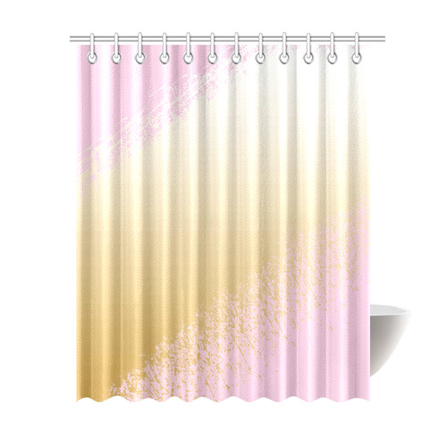 Pink White Gold Watercolor Paint Shower Curtain 69"x84"