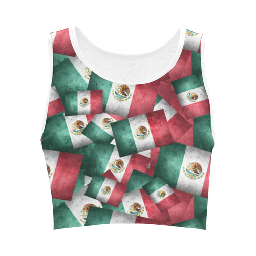 Grunge-Style Mexican Flag of Mexico Women's Crop Top (Model T42)