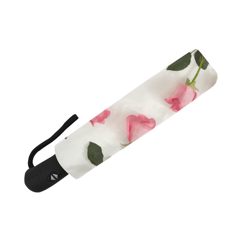 Pink Roses Watercolor Floral Auto-Foldable Umbrella (Model U04)