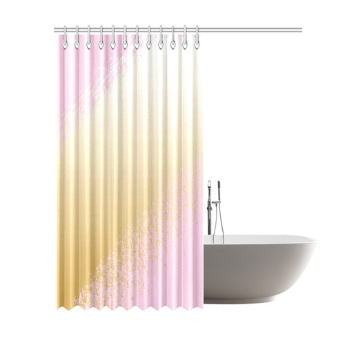 Pink White Gold Watercolor Paint Shower Curtain 69"x84"