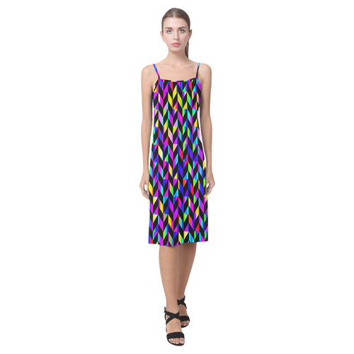 Purple Blue Rainbow Polygon Alcestis Slip Dress (Model D05)