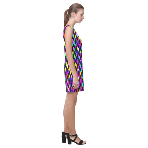 Purple Blue Rainbow Polygon Medea Vest Dress (Model D06)