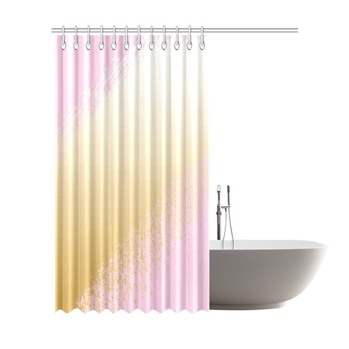 Pink White Gold Watercolor Paint Shower Curtain 72"x84"
