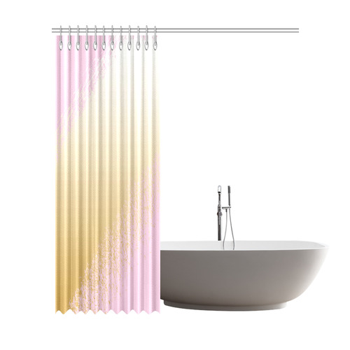 Pink White Gold Watercolor Paint Shower Curtain 72"x84"