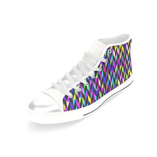 Purple Blue Rainbow Polygon Women's Classic High Top Canvas Shoes (Model 017)