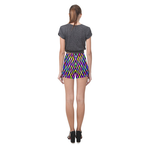 Purple Blue Rainbow Polygon Briseis Skinny Shorts (Model L04)