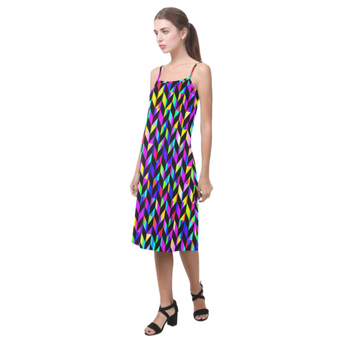 Purple Blue Rainbow Polygon Alcestis Slip Dress (Model D05)