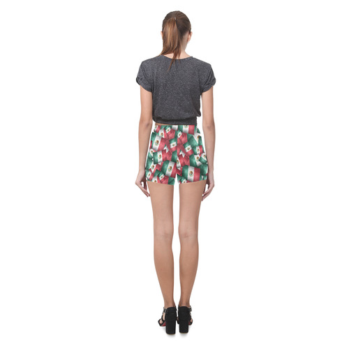 Grunge-Style Mexican Flag of Mexico Briseis Skinny Shorts (Model L04)