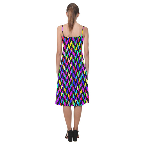 Purple Blue Rainbow Polygon Alcestis Slip Dress (Model D05)
