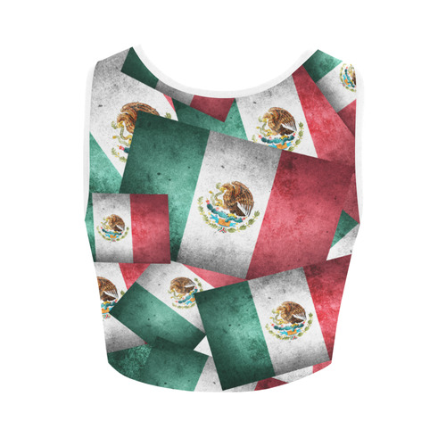 Grunge-Style Mexican Flag of Mexico Women's Crop Top (Model T42)