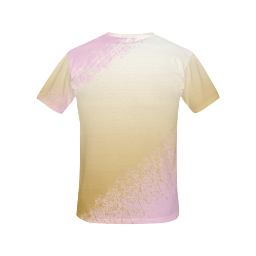 Pink White Gold Watercolor Paint All Over Print T-Shirt for Women (USA Size) (Model T40)