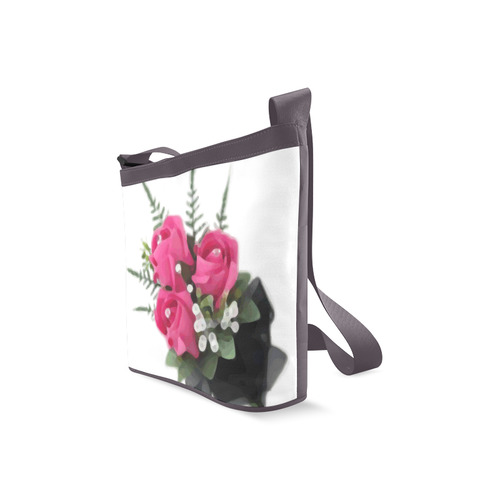 Pink Roses Floral Green Watercolor Crossbody Bags (Model 1613)