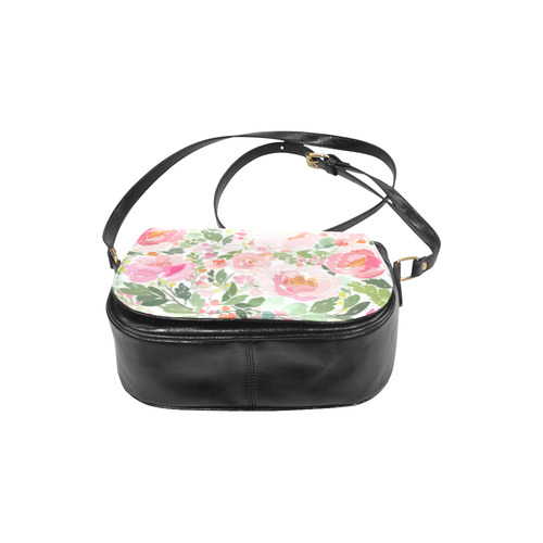 Pink Watercolor Modern Floral Pattern Classic Saddle Bag/Small (Model 1648)
