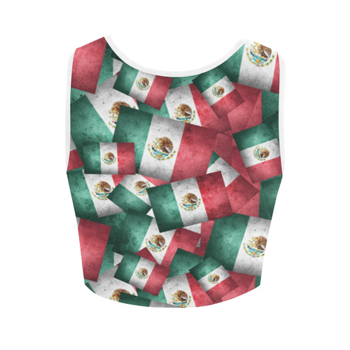 Grunge-Style Mexican Flag of Mexico Women's Crop Top (Model T42)