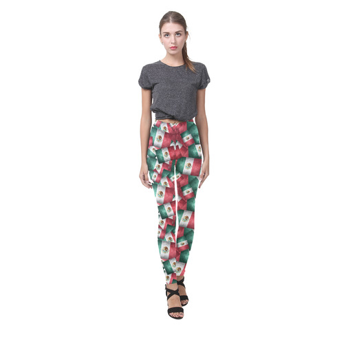 Grunge-Style Mexican Flag of Mexico Cassandra Women's Leggings (Model L01)