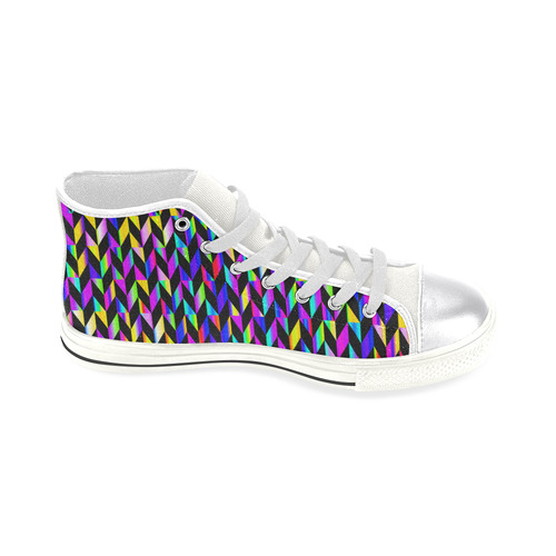 Purple Blue Rainbow Polygon Women's Classic High Top Canvas Shoes (Model 017)