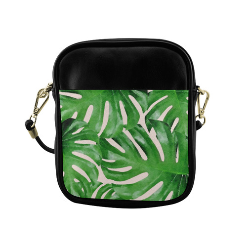 Tropical Watercolor Floral Leaf Sling Bag (Model 1627)