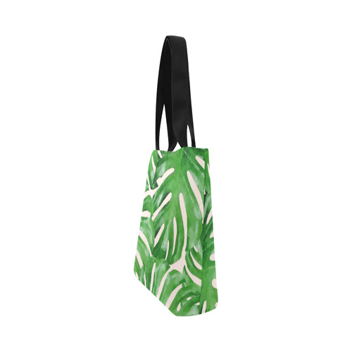 Tropical Leaf Watercolor Floral Canvas Tote Bag (Model 1657)