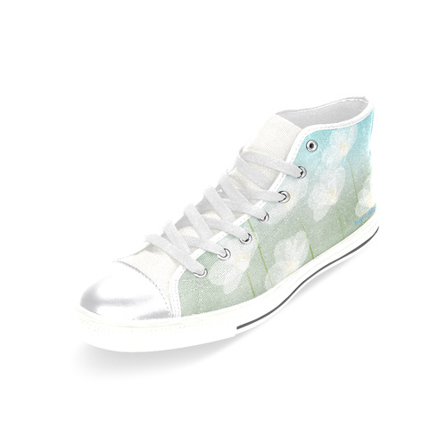 White Flowers. Inspired by the Magic Island of Gotland. Women's Classic High Top Canvas Shoes (Model 017)