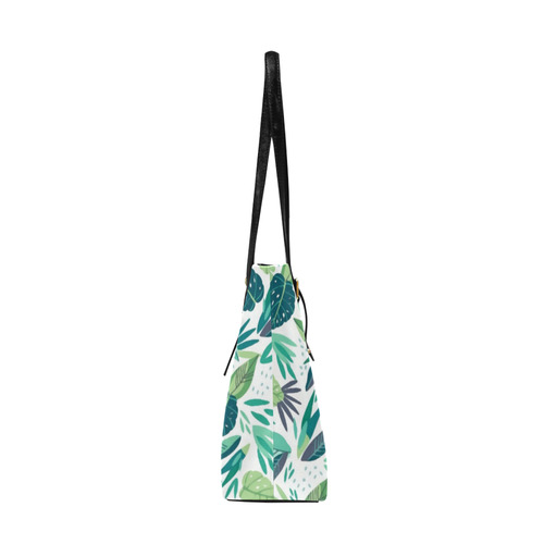 Green Tropical Leaf Floral Pattern Euramerican Tote Bag/Large (Model 1656)