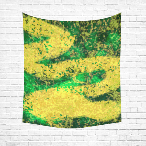Green Gold Modern Abstract Cotton Linen Wall Tapestry 51"x 60"
