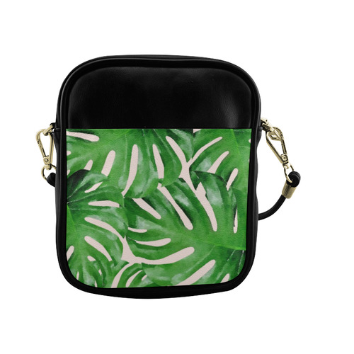 Tropical Watercolor Floral Leaf Sling Bag (Model 1627)