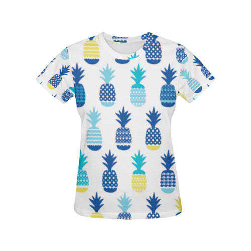 Pineapples Summer Fun Fruit Pattern All Over Print T-Shirt for Women (USA Size) (Model T40)