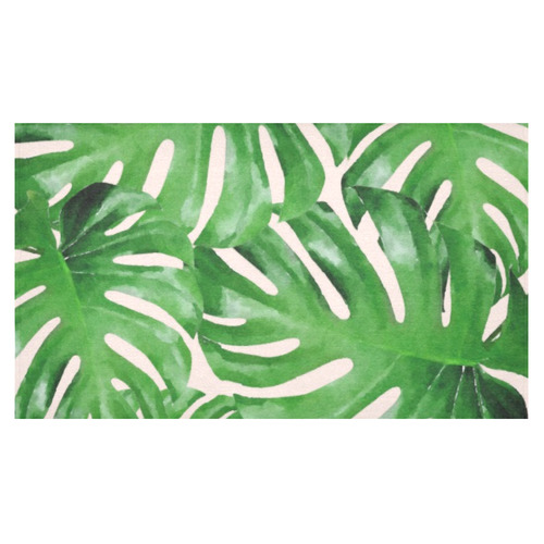 Tropical Watercolor Floral Leaf Cotton Linen Tablecloth 60"x 104"