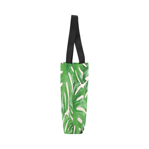 Tropical Leaf Watercolor Floral Canvas Tote Bag (Model 1657)