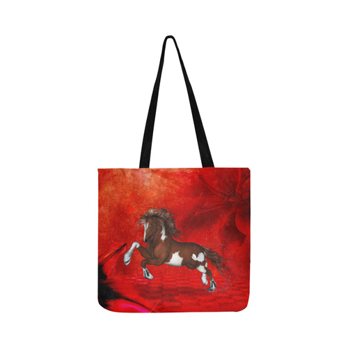 Wild horse on red background Reusable Shopping Bag Model 1660 (Two sides)