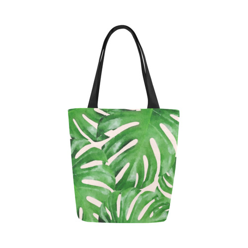 Tropical Leaf Watercolor Floral Canvas Tote Bag (Model 1657)