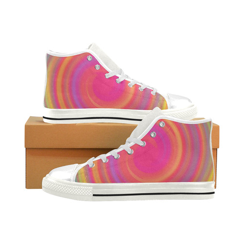Rainbow Swirls Men’s Classic High Top Canvas Shoes (Model 017)