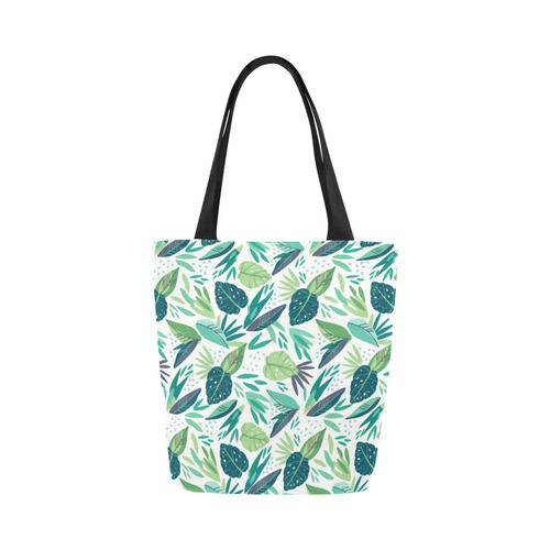 Green Tropical Leaf Floral Pattern Canvas Tote Bag (Model 1657)