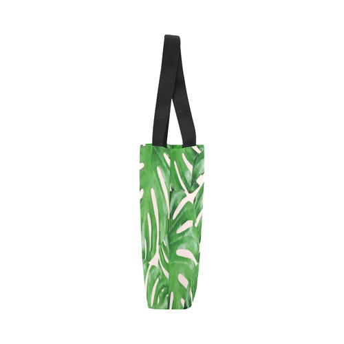 Tropical Leaf Watercolor Floral Canvas Tote Bag (Model 1657)