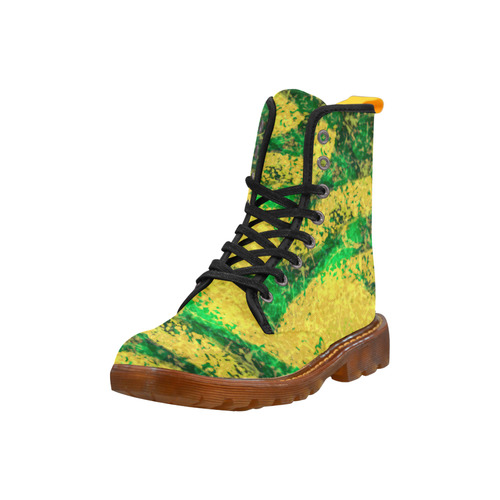 Green Gold Modern Abstract Martin Boots For Women Model 1203H