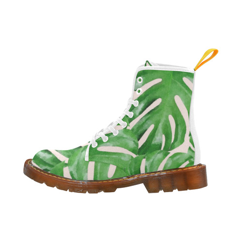 Tropical Leaf Watercolor Floral Martin Boots For Women Model 1203H