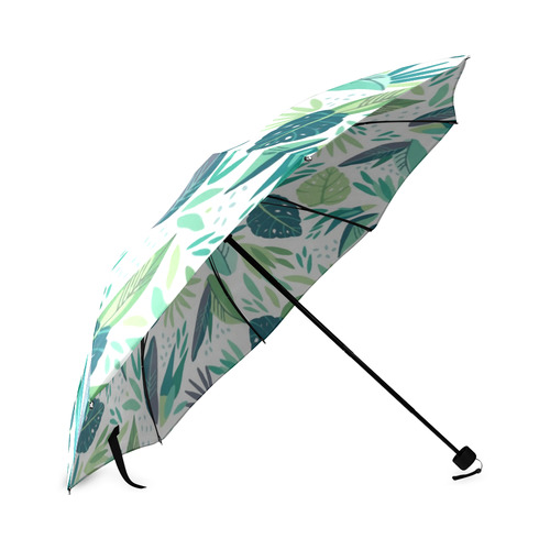 Green Tropical Leaf Floral Pattern Foldable Umbrella (Model U01)