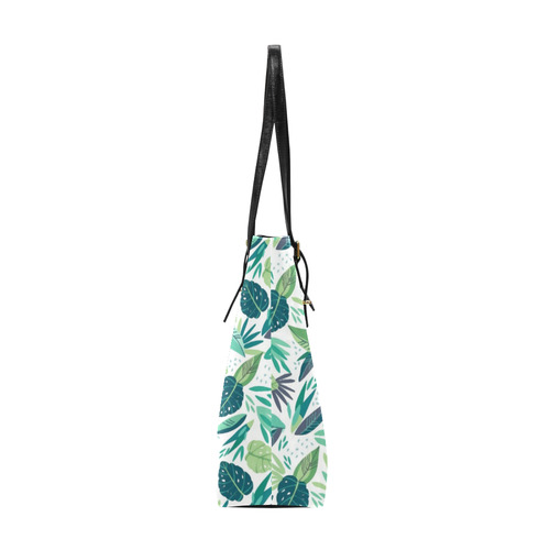 Green Tropical Leaf Floral Pattern Euramerican Tote Bag/Small (Model 1655)