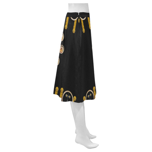 Foxy panda lady with bat and hat in the forest Mnemosyne Women's Crepe Skirt (Model D16)