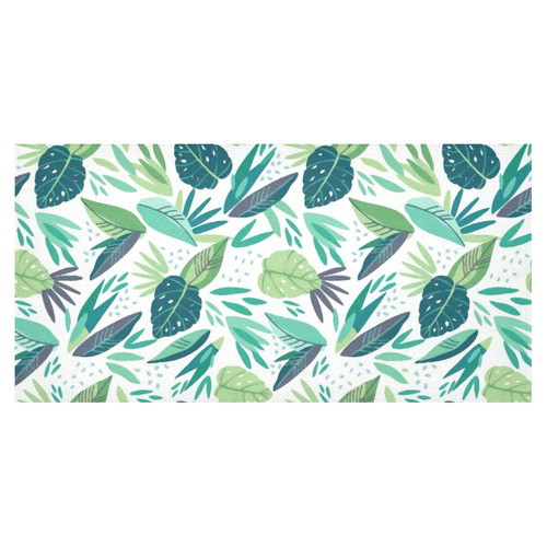 Green Tropical Leaf Floral Pattern Cotton Linen Tablecloth 60"x120"