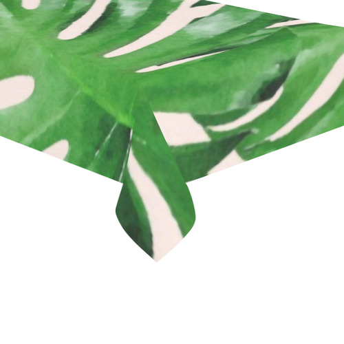 Tropical Watercolor Floral Leaf Cotton Linen Tablecloth 60"x120"
