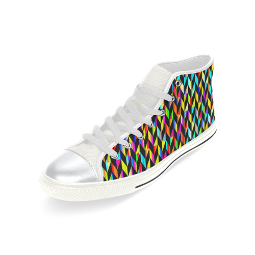 Neon Rainbow Polygon High Top Canvas Shoes for Kid (Model 017)