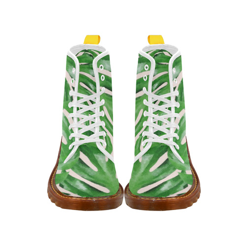 Tropical Leaf Watercolor Floral Martin Boots For Women Model 1203H