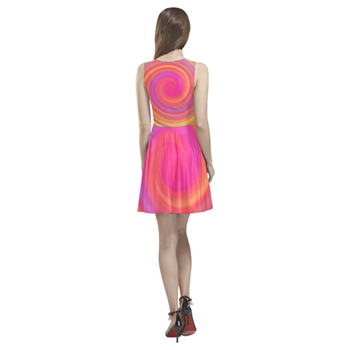 Rainbow Swirls Thea Sleeveless Skater Dress(Model D19)