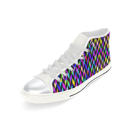 Purple Blue Rainbow Polygon High Top Canvas Shoes for Kid (Model 017)