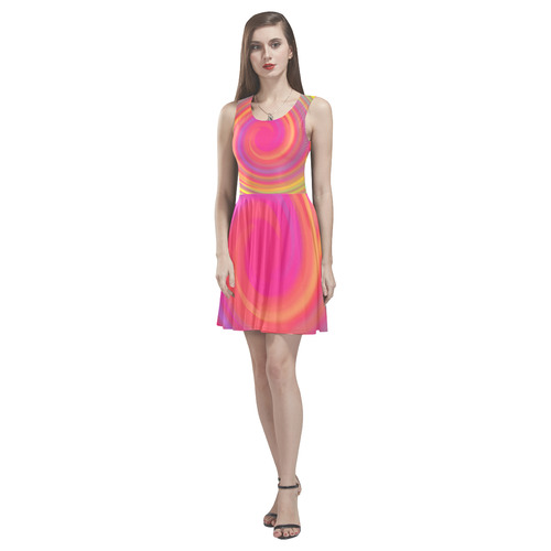 Rainbow Swirls Thea Sleeveless Skater Dress(Model D19)