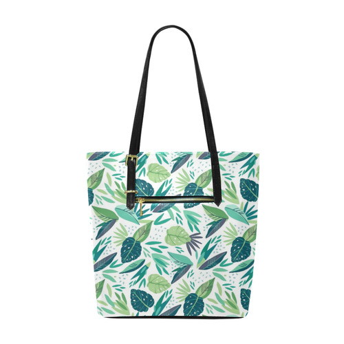 Green Tropical Leaf Floral Pattern Euramerican Tote Bag/Small (Model 1655)