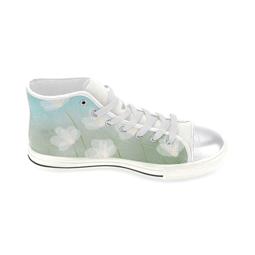 White Flowers. Inspired by the Magic Island of Gotland. Women's Classic High Top Canvas Shoes (Model 017)