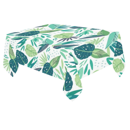 Green Tropical Leaf Floral Pattern Cotton Linen Tablecloth 60"x 84"