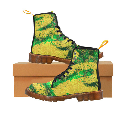 Green Gold Modern Abstract Martin Boots For Women Model 1203H